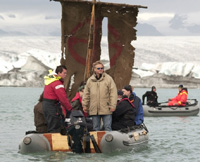 Sturla Gunnarsson on the set of Beowulf & Grendel in the Glacier Lagoon, Iceland